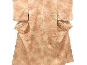 アンティーク　麻の葉模様織り出し手織り紬単衣着物